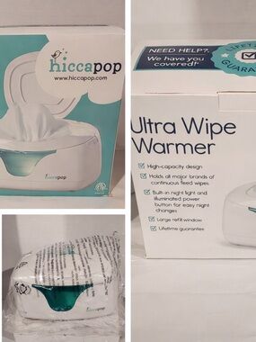 hiccapop Ultra Wipe Warmer in Teal and White
